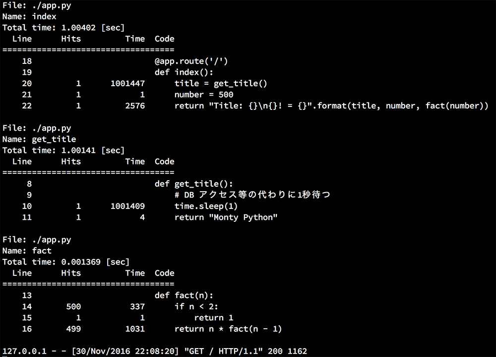 WSGI ミドルウェアとして使えるラインプロファイラを作った話